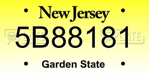 5B88181 New Jersey License Plate