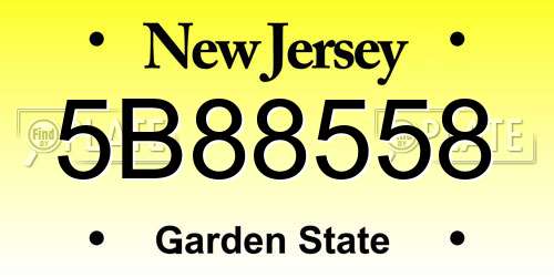 5B88558 New Jersey License Plate