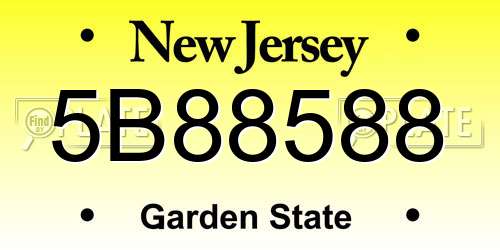5B88588 New Jersey License Plate