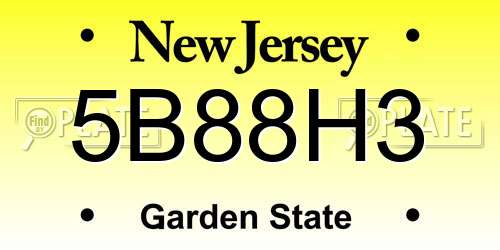 5B88H3 New Jersey License Plate
