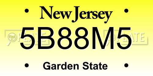 5B88M5 New Jersey License Plate