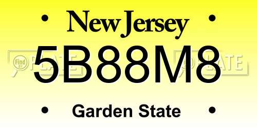 5B88M8 New Jersey License Plate