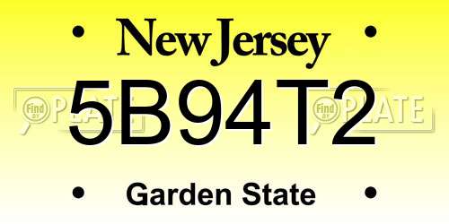 5B94T2 New Jersey License Plate