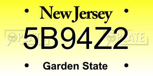 5B94Z2 New Jersey License Plate