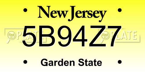 5B94Z7 New Jersey License Plate