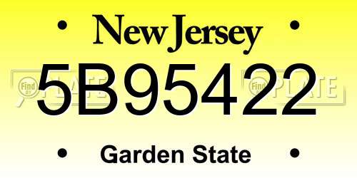 5B95422 New Jersey License Plate