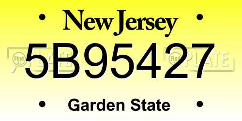 5B95427 New Jersey License Plate