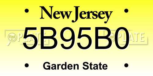 5B95B0 New Jersey License Plate