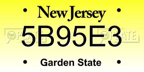 5B95E3 New Jersey License Plate