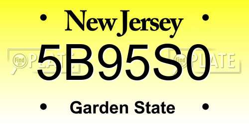 5B95S0 New Jersey License Plate