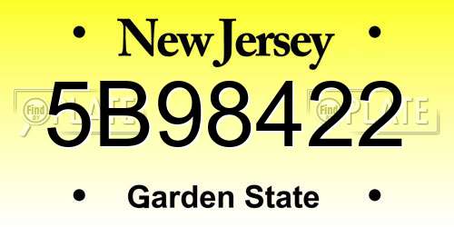 5B98422 New Jersey License Plate