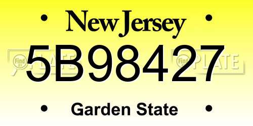 5B98427 New Jersey License Plate