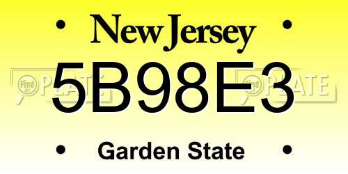 5B98E3 New Jersey License Plate