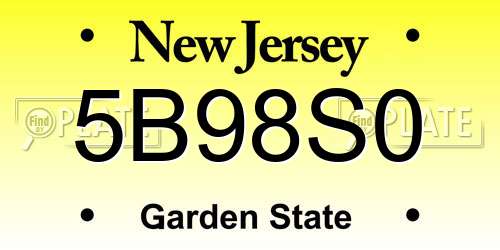 5B98S0 New Jersey License Plate