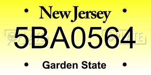 5BA0564 New Jersey License Plate