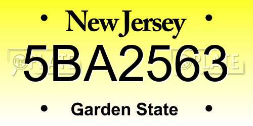 5BA2563 New Jersey License Plate