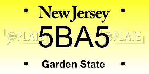 5BA5 New Jersey License Plate