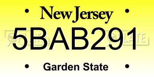 5BAB291 New Jersey License Plate