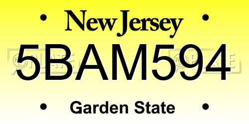 5BAM594 New Jersey License Plate