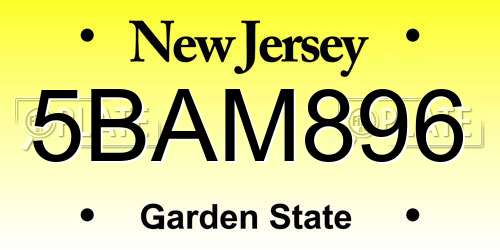 5BAM896 New Jersey License Plate