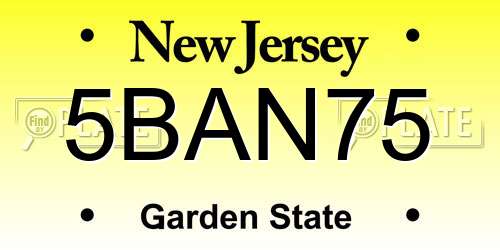 5BAN75 New Jersey License Plate