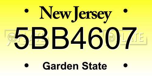 5BB4607 New Jersey License Plate