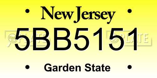 5BB5151 New Jersey License Plate
