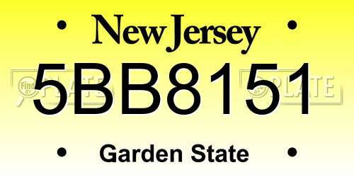 5BB8151 New Jersey License Plate