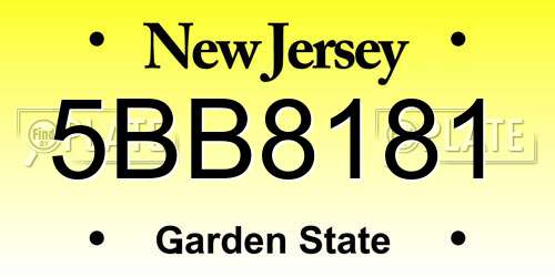 5BB8181 New Jersey License Plate