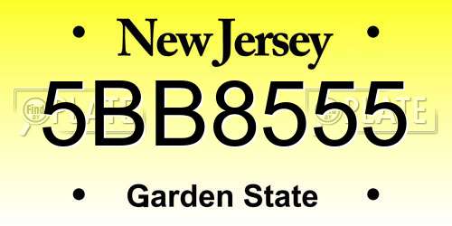 5BB8555 New Jersey License Plate