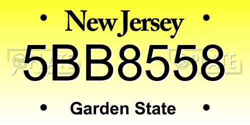5BB8558 New Jersey License Plate