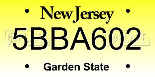 5BBA602 New Jersey License Plate