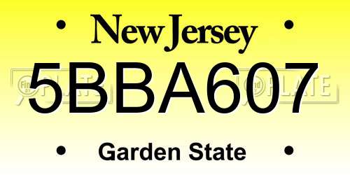5BBA607 New Jersey License Plate