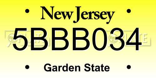 5BBB034 New Jersey License Plate