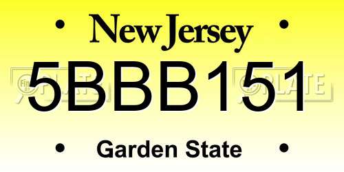 5BBB151 New Jersey License Plate
