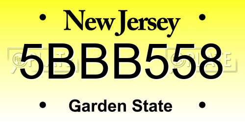 5BBB558 New Jersey License Plate