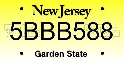 5BBB588 New Jersey License Plate
