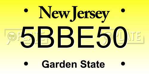 5BBE50 New Jersey License Plate