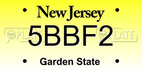 5BBF2 New Jersey License Plate