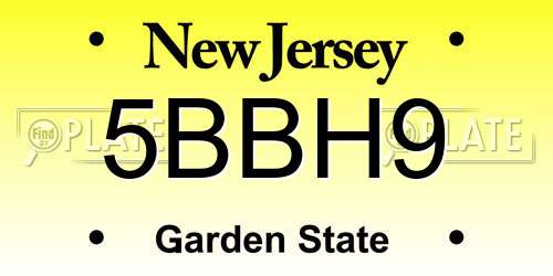 5BBH9 New Jersey License Plate