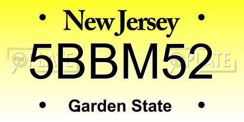 5BBM52 New Jersey License Plate