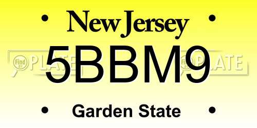 5BBM9 New Jersey License Plate