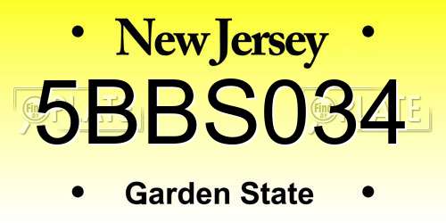 5BBS034 New Jersey License Plate