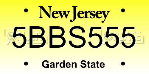 5BBS555 New Jersey License Plate