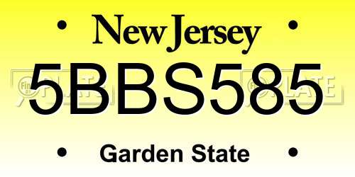 5BBS585 New Jersey License Plate