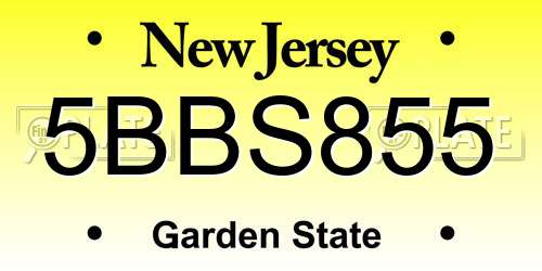 5BBS855 New Jersey License Plate