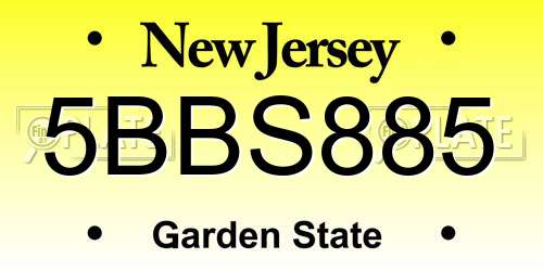5BBS885 New Jersey License Plate