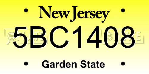 5BC1408 New Jersey License Plate