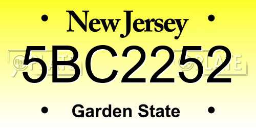 5BC2252 New Jersey License Plate