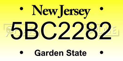 5BC2282 New Jersey License Plate